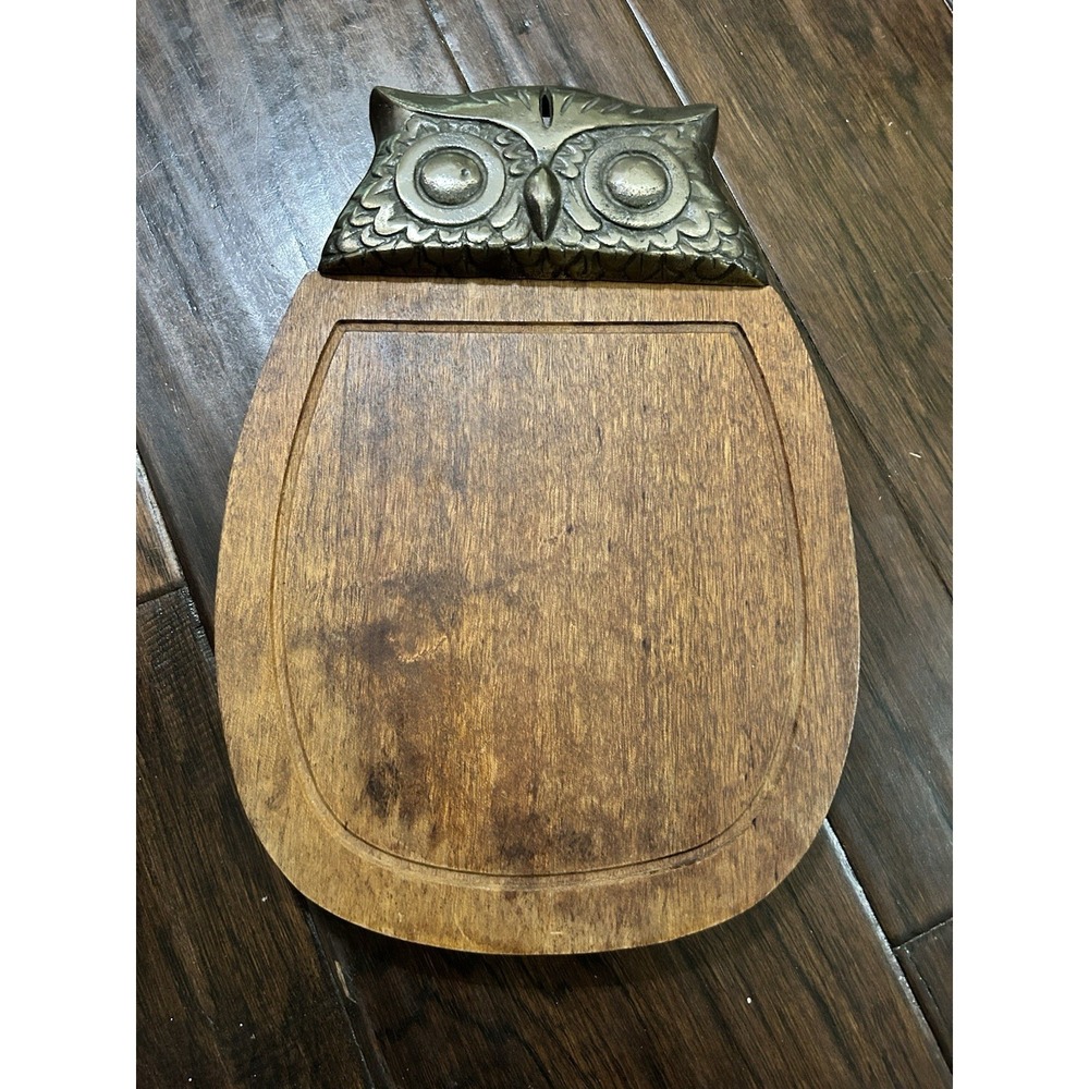 Wood and Metal Owl Carved Serving Tray, Charcuterie Platter, Wall Hanging